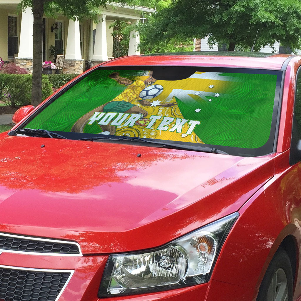 Personalized Australia Soccer Kangaroo Auto Sun Shade Aussie Football Mascot Dynamic Sports Graphic