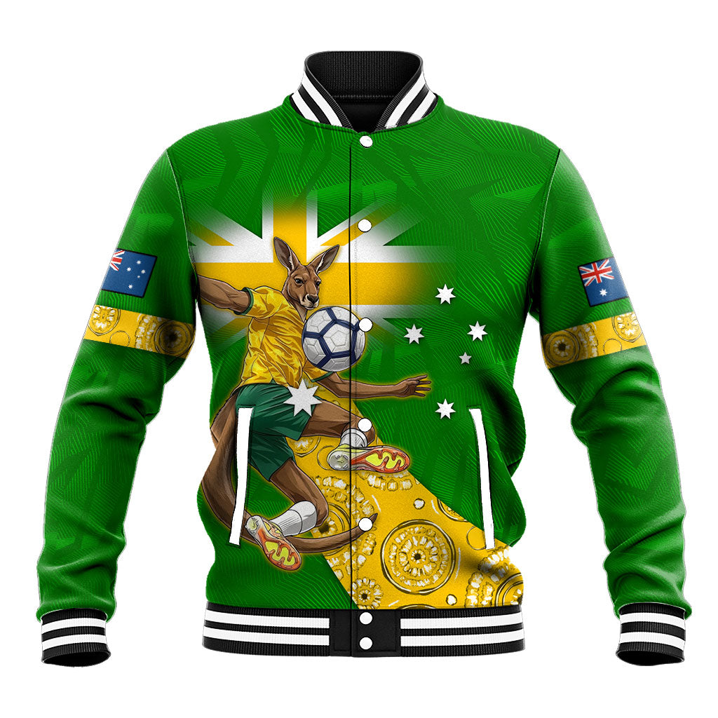 Personalized Australia Soccer Kangaroo Baseball Jacket Aussie Football Mascot Dynamic Sports Graphic
