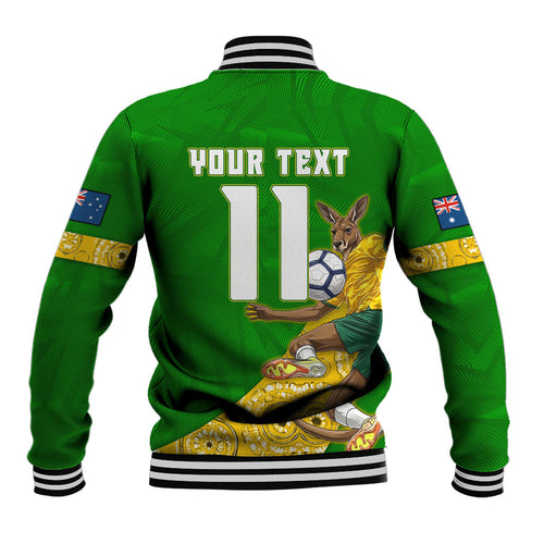 Personalized Australia Soccer Kangaroo Baseball Jacket Aussie Football Mascot Dynamic Sports Graphic