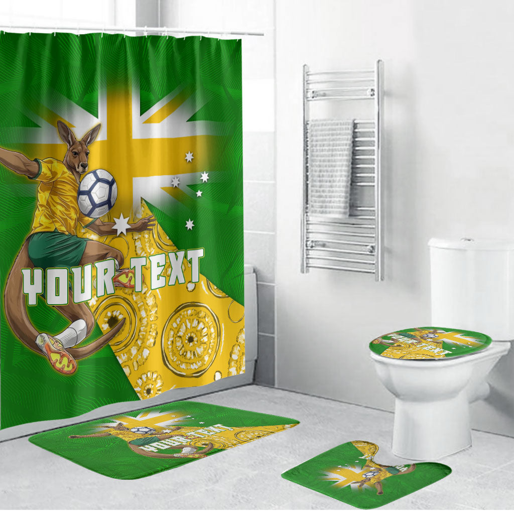 Personalized Australia Soccer Kangaroo Bathroom Set Aussie Football Mascot Dynamic Sports Graphic