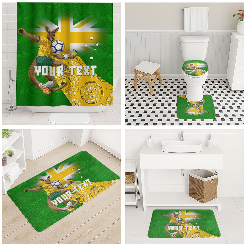 Personalized Australia Soccer Kangaroo Bathroom Set Aussie Football Mascot Dynamic Sports Graphic