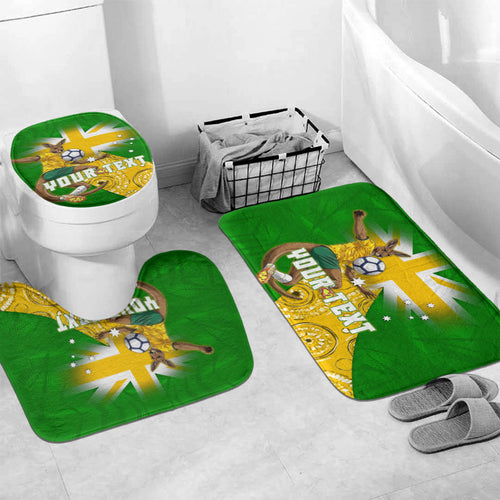 Personalized Australia Soccer Kangaroo Bathroom Set Aussie Football Mascot Dynamic Sports Graphic