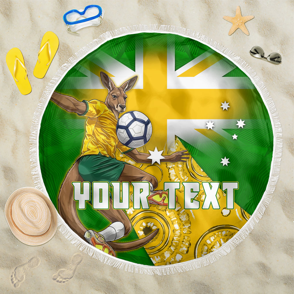 Personalized Australia Soccer Kangaroo Beach Blanket Aussie Football Mascot Dynamic Sports Graphic