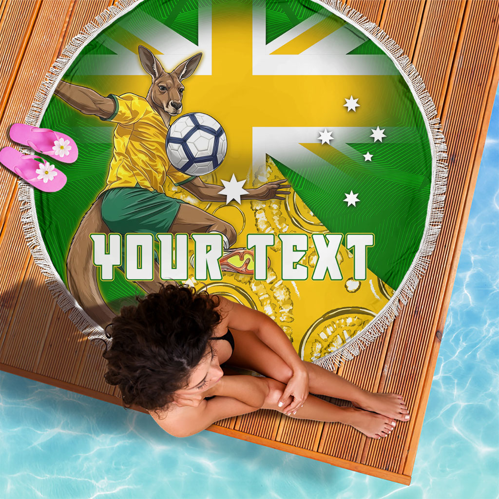 Personalized Australia Soccer Kangaroo Beach Blanket Aussie Football Mascot Dynamic Sports Graphic