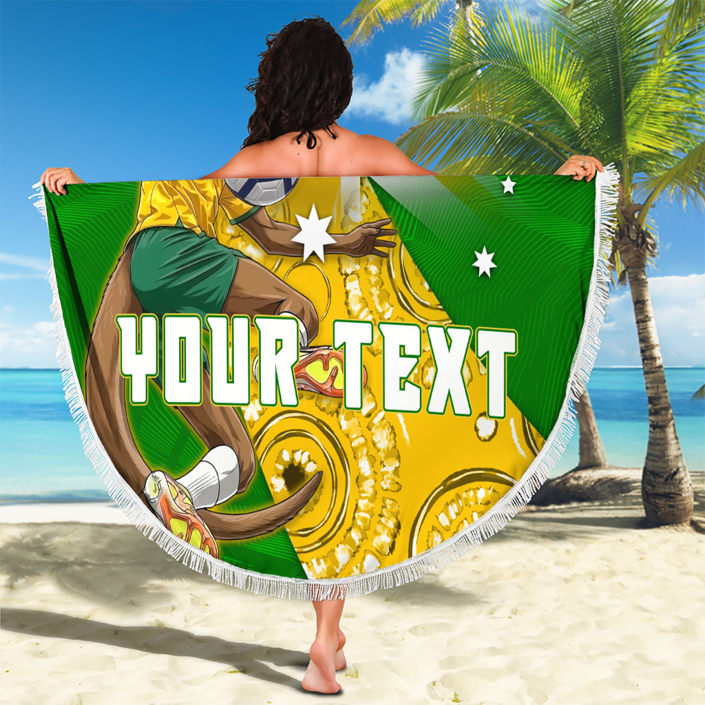 Personalized Australia Soccer Kangaroo Beach Blanket Aussie Football Mascot Dynamic Sports Graphic