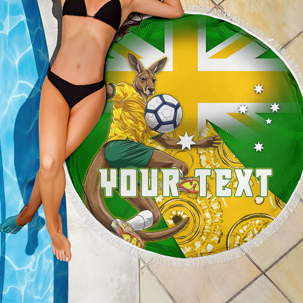 Personalized Australia Soccer Kangaroo Beach Blanket Aussie Football Mascot Dynamic Sports Graphic