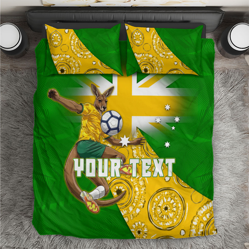 Personalized Australia Soccer Kangaroo Bedding Set Aussie Football Mascot Dynamic Sports Graphic