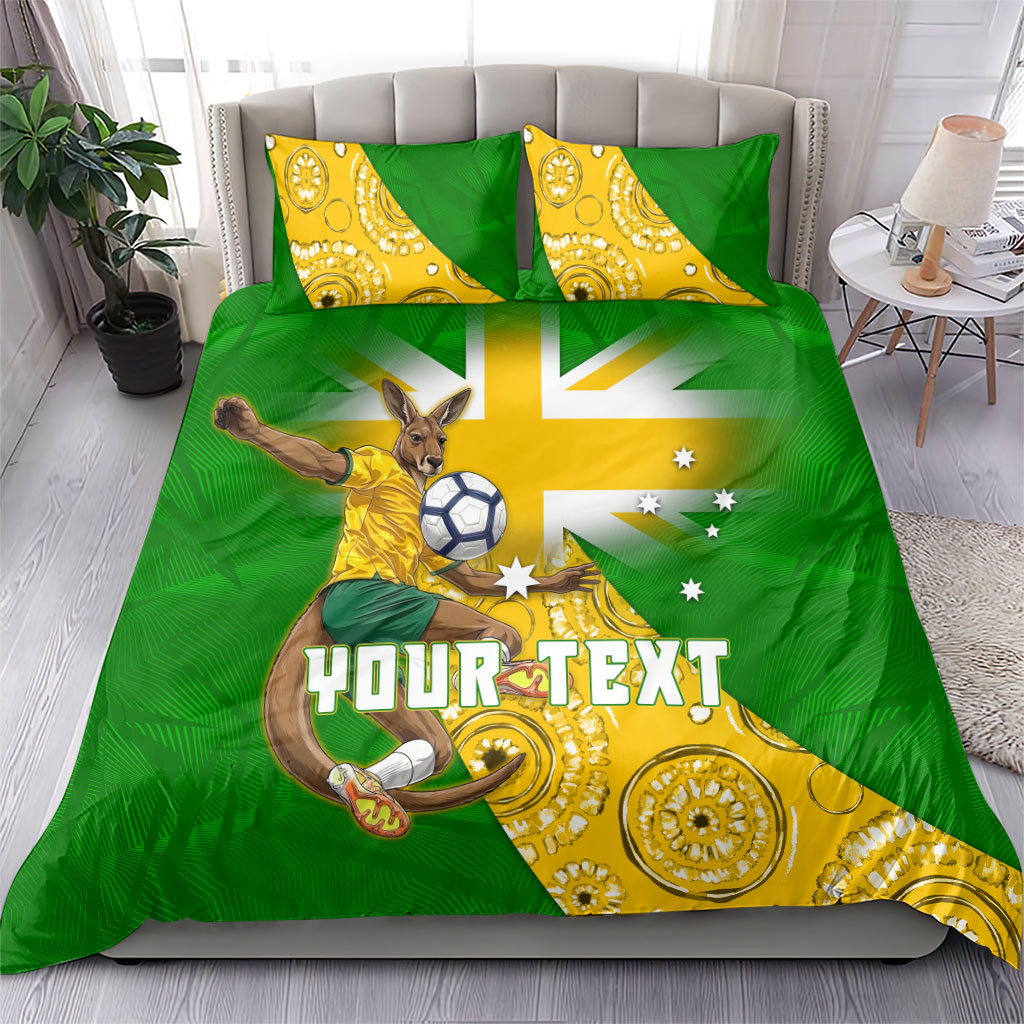 Personalized Australia Soccer Kangaroo Bedding Set Aussie Football Mascot Dynamic Sports Graphic