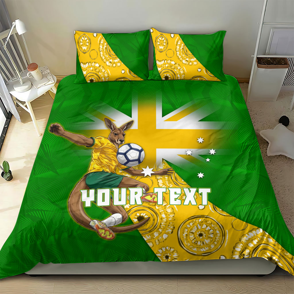 Personalized Australia Soccer Kangaroo Bedding Set Aussie Football Mascot Dynamic Sports Graphic