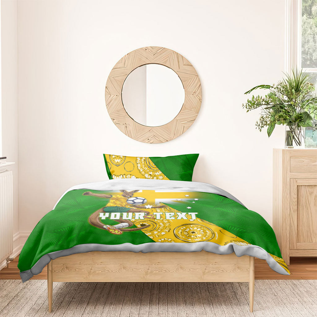Personalized Australia Soccer Kangaroo Bedding Set Aussie Football Mascot Dynamic Sports Graphic