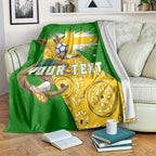 Personalized Australia Soccer Kangaroo Blanket Aussie Football Mascot Dynamic Sports Graphic
