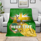 Personalized Australia Soccer Kangaroo Blanket Aussie Football Mascot Dynamic Sports Graphic