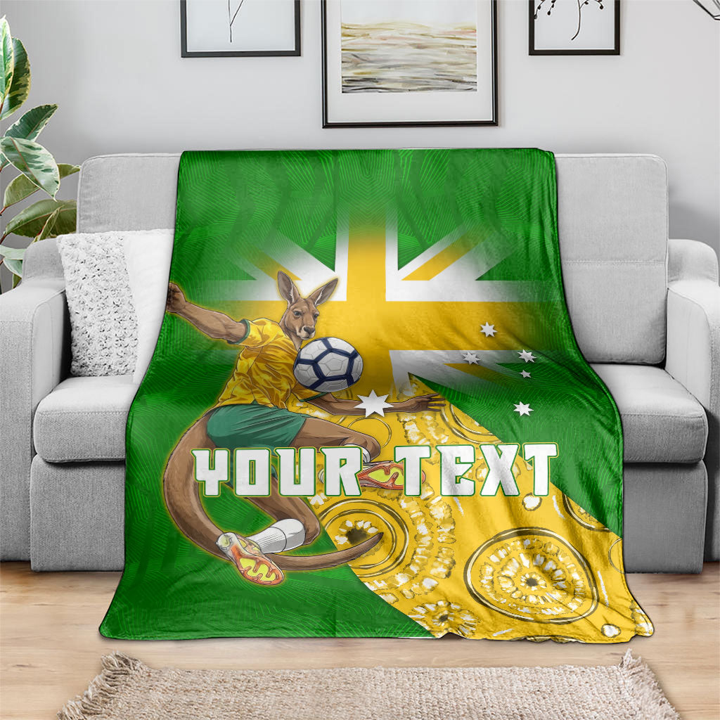 Personalized Australia Soccer Kangaroo Blanket Aussie Football Mascot Dynamic Sports Graphic