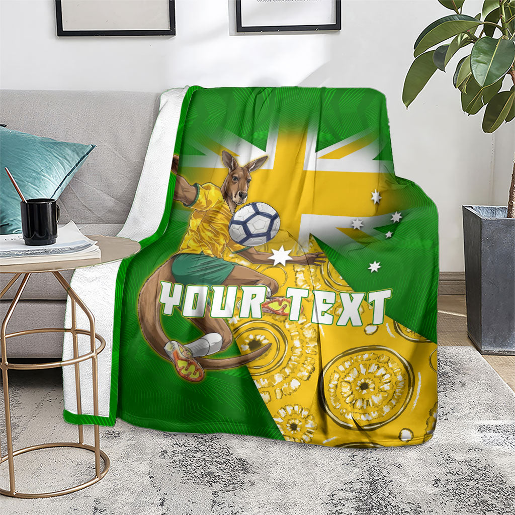 Personalized Australia Soccer Kangaroo Blanket Aussie Football Mascot Dynamic Sports Graphic