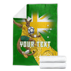 Personalized Australia Soccer Kangaroo Blanket Aussie Football Mascot Dynamic Sports Graphic