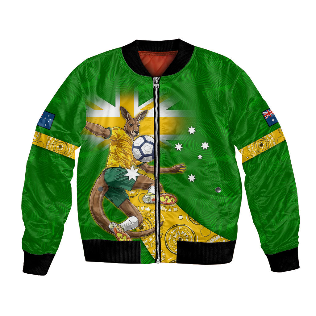 Personalized Australia Soccer Kangaroo Bomber Jacket Aussie Football Mascot Dynamic Sports Graphic