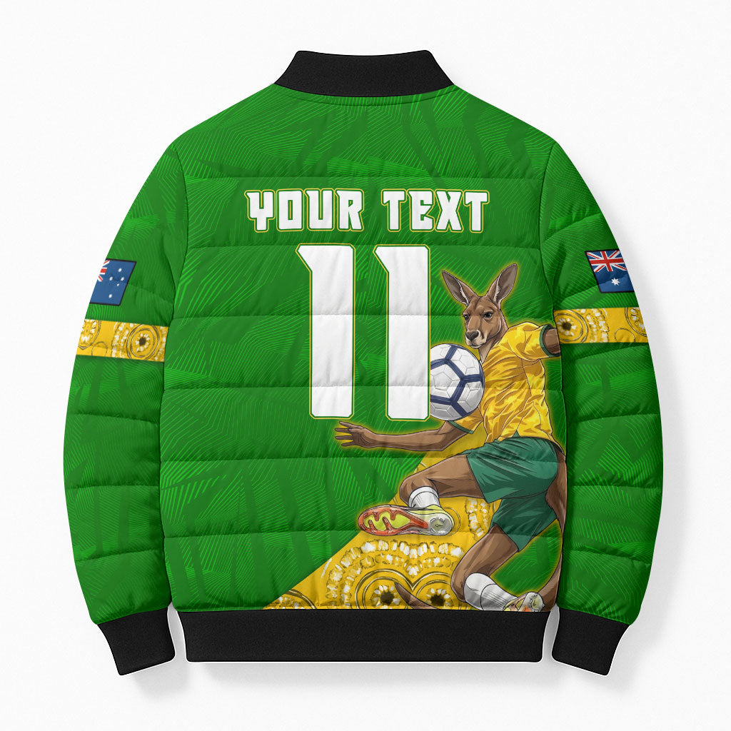 Personalized Australia Soccer Kangaroo Bomber Puffer Jacket Aussie Football Mascot Dynamic Sports Graphic