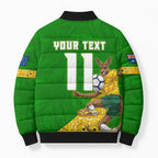 Personalized Australia Soccer Kangaroo Bomber Puffer Jacket Aussie Football Mascot Dynamic Sports Graphic