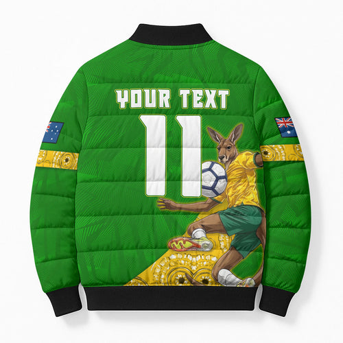 Personalized Australia Soccer Kangaroo Bomber Puffer Jacket Aussie Football Mascot Dynamic Sports Graphic