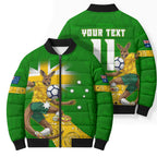 Personalized Australia Soccer Kangaroo Bomber Puffer Jacket Aussie Football Mascot Dynamic Sports Graphic