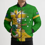 Personalized Australia Soccer Kangaroo Bomber Puffer Jacket Aussie Football Mascot Dynamic Sports Graphic