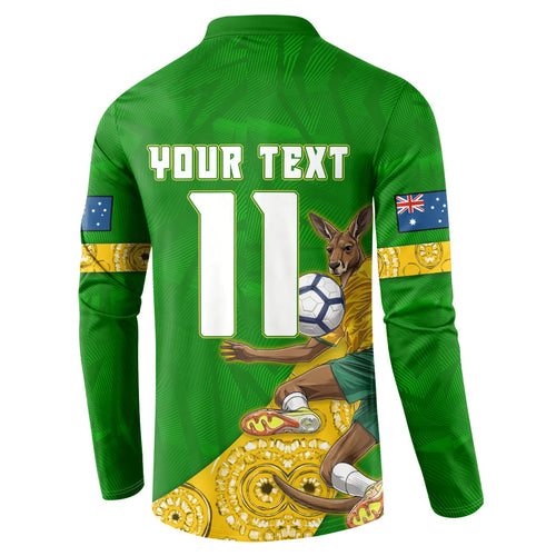 Personalized Australia Soccer Kangaroo Button Sweatshirt Aussie Football Mascot Dynamic Sports Graphic