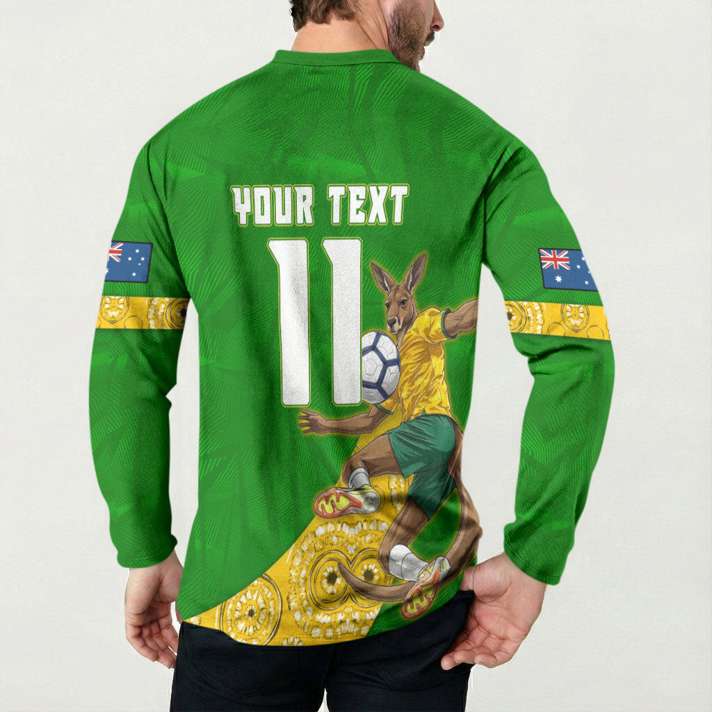 Personalized Australia Soccer Kangaroo Button Sweatshirt Aussie Football Mascot Dynamic Sports Graphic