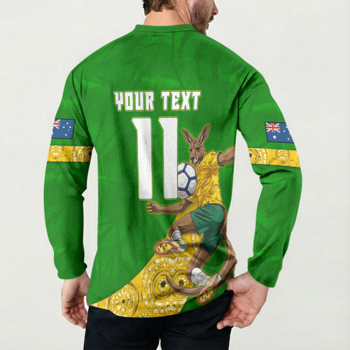 Personalized Australia Soccer Kangaroo Button Sweatshirt Aussie Football Mascot Dynamic Sports Graphic