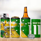 Personalized Australia Soccer Kangaroo 4 in 1 Can Cooler Tumbler Aussie Football Mascot Dynamic Sports Graphic