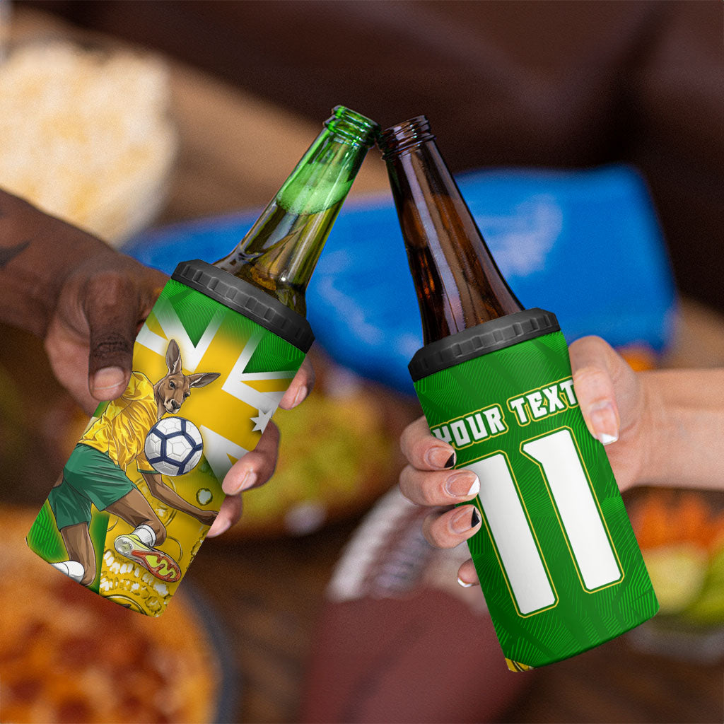 Personalized Australia Soccer Kangaroo 4 in 1 Can Cooler Tumbler Aussie Football Mascot Dynamic Sports Graphic