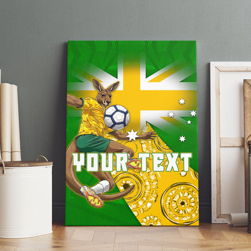 Personalized Australia Soccer Kangaroo Canvas Wall Art Aussie Football Mascot Dynamic Sports Graphic