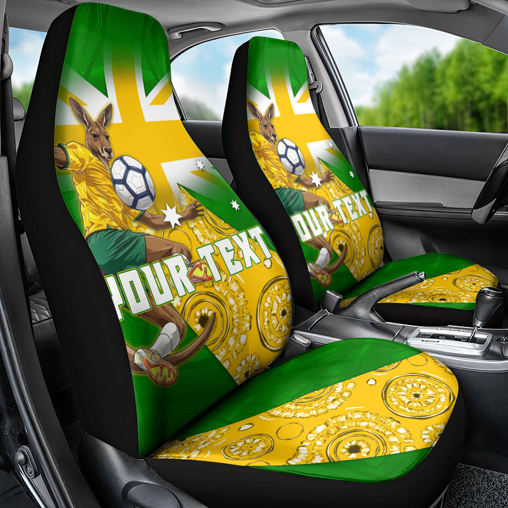Personalized Australia Soccer Kangaroo Car Seat Cover Aussie Football Mascot Dynamic Sports Graphic