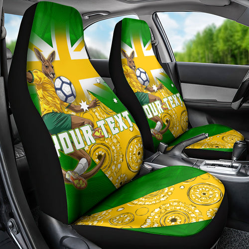 Personalized Australia Soccer Kangaroo Car Seat Cover Aussie Football Mascot Dynamic Sports Graphic