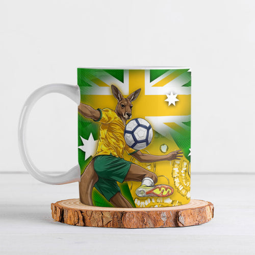 Personalized Australia Soccer Kangaroo Ceramic Mug Aussie Football Mascot Dynamic Sports Graphic