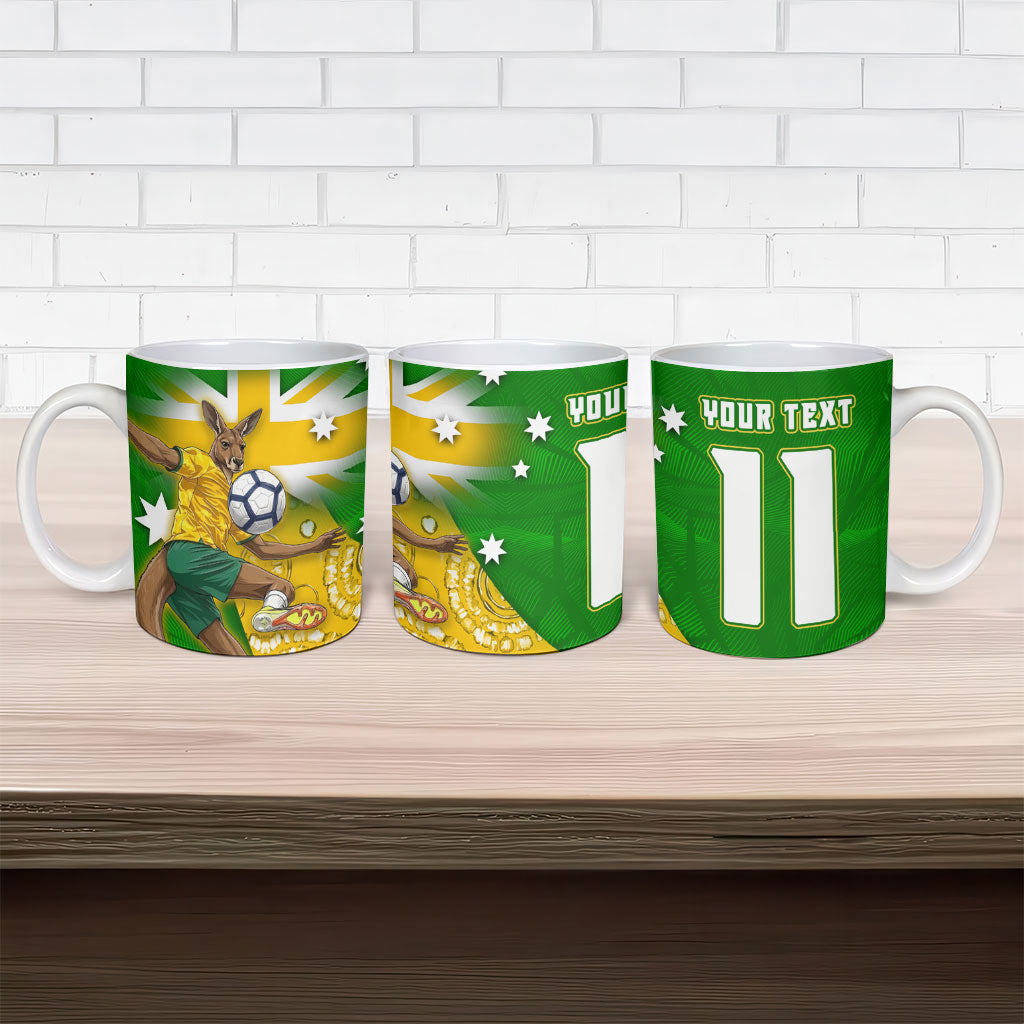 Personalized Australia Soccer Kangaroo Ceramic Mug Aussie Football Mascot Dynamic Sports Graphic