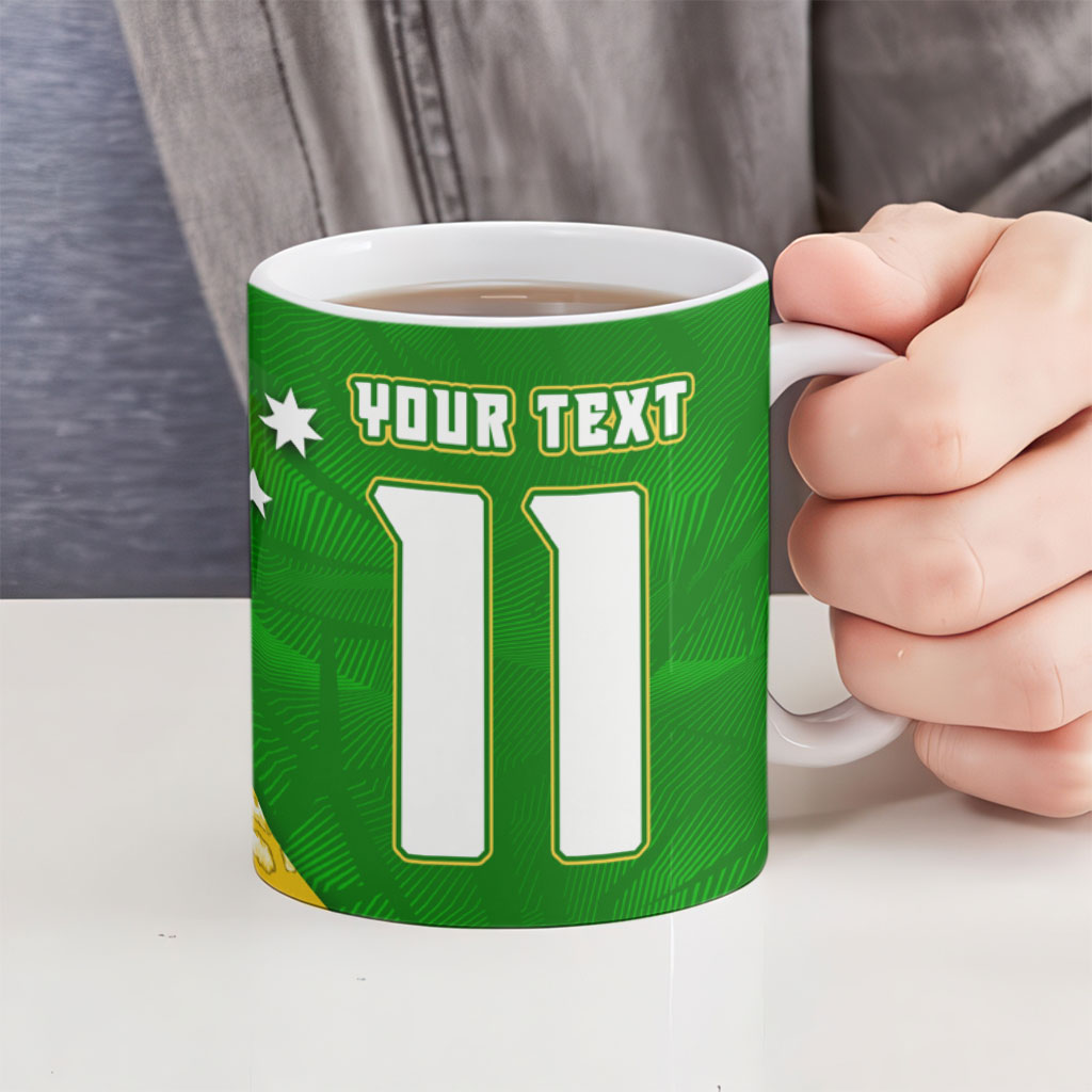 Personalized Australia Soccer Kangaroo Ceramic Mug Aussie Football Mascot Dynamic Sports Graphic