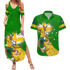 Personalized Australia Soccer Kangaroo Couples Matching Summer Maxi Dress and Hawaiian Shirt Aussie Football Mascot Dynamic Sports Graphic