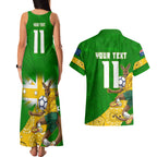 Personalized Australia Soccer Kangaroo Couples Matching Tank Maxi Dress and Hawaiian Shirt Aussie Football Mascot Dynamic Sports Graphic