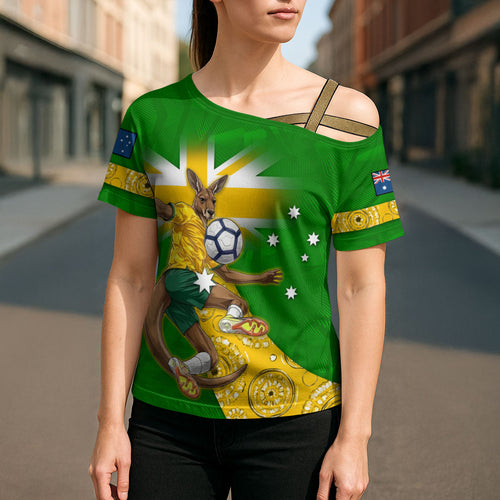 Personalized Australia Soccer Kangaroo Cross Shoulder Shirt Aussie Football Mascot Dynamic Sports Graphic