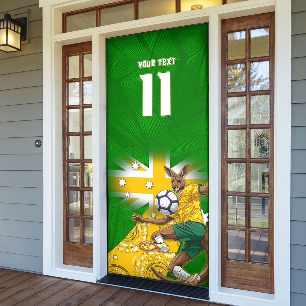 Personalized Australia Soccer Kangaroo Door Cover Aussie Football Mascot Dynamic Sports Graphic