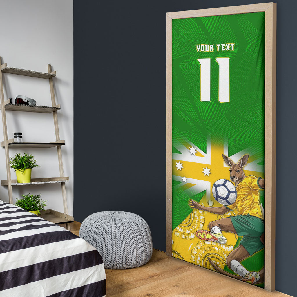 Personalized Australia Soccer Kangaroo Door Cover Aussie Football Mascot Dynamic Sports Graphic