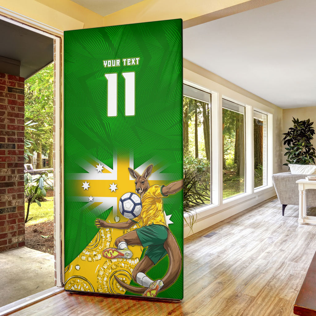 Personalized Australia Soccer Kangaroo Door Cover Aussie Football Mascot Dynamic Sports Graphic