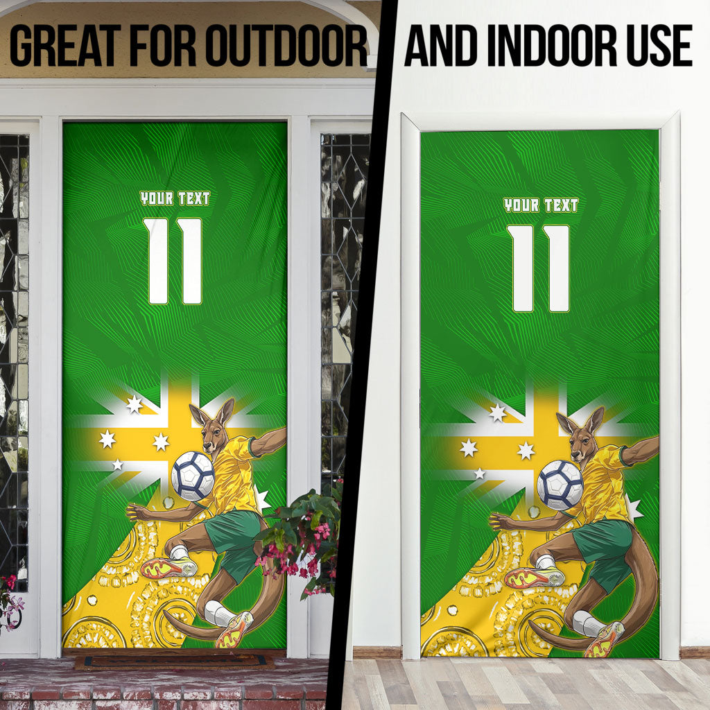 Personalized Australia Soccer Kangaroo Door Cover Aussie Football Mascot Dynamic Sports Graphic