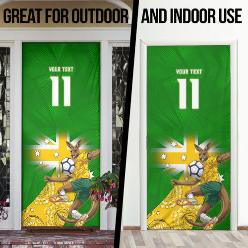 Personalized Australia Soccer Kangaroo Door Cover Aussie Football Mascot Dynamic Sports Graphic