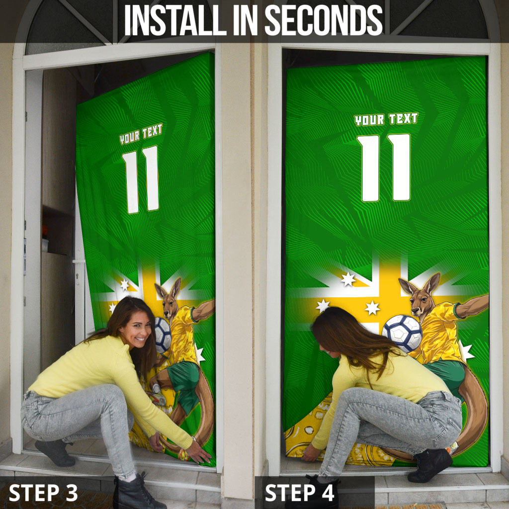 Personalized Australia Soccer Kangaroo Door Cover Aussie Football Mascot Dynamic Sports Graphic