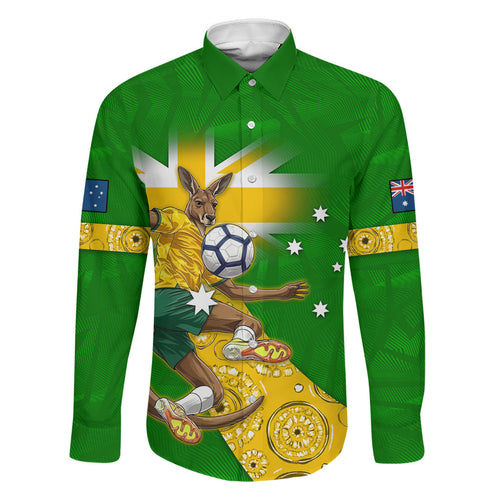 Personalized Australia Soccer Kangaroo Family Matching Long Sleeve Bodycon Dress and Hawaiian Shirt Aussie Football Mascot Dynamic Sports Graphic