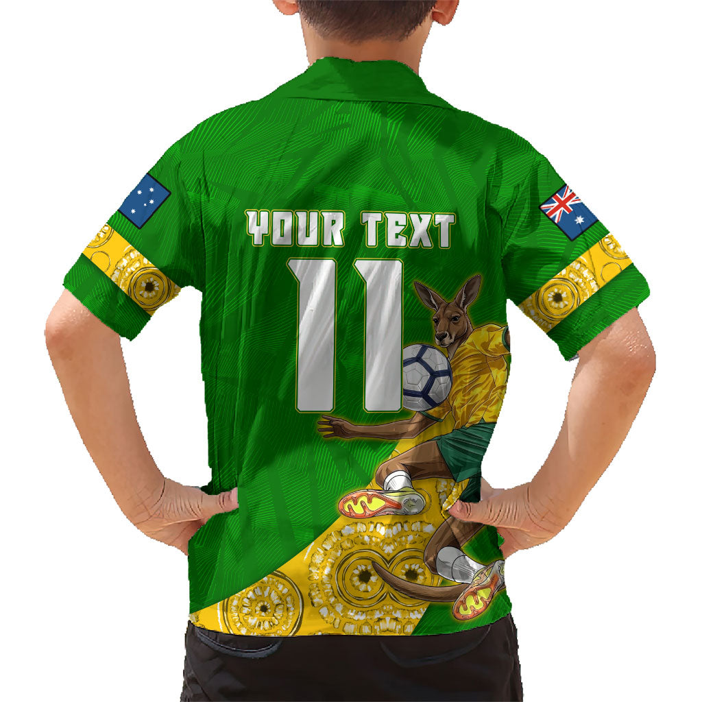 Personalized Australia Soccer Kangaroo Family Matching Off Shoulder Maxi Dress and Hawaiian Shirt Aussie Football Mascot Dynamic Sports Graphic