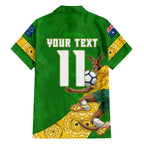 Personalized Australia Soccer Kangaroo Family Matching Off Shoulder Maxi Dress and Hawaiian Shirt Aussie Football Mascot Dynamic Sports Graphic