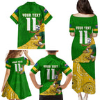 Personalized Australia Soccer Kangaroo Family Matching Puletasi and Hawaiian Shirt Aussie Football Mascot Dynamic Sports Graphic