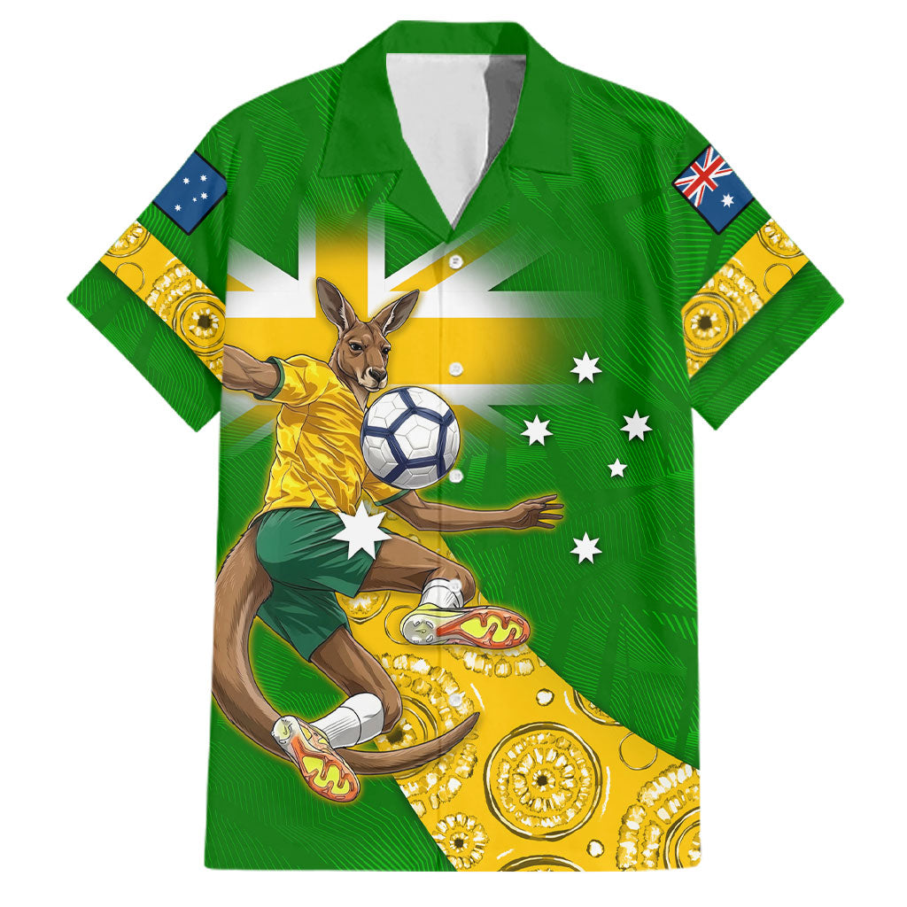 Personalized Australia Soccer Kangaroo Family Matching Puletasi and Hawaiian Shirt Aussie Football Mascot Dynamic Sports Graphic